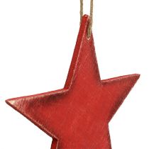 daiktų Medinės žvaigždės pakabinimui 9/13cm raudona 12 vnt