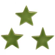 daiktų Medinės žvaigždės kalėdinės dekoracijos išmėtytos dekoracijos blizgios šviesiai žalios Ø5cm 8vnt