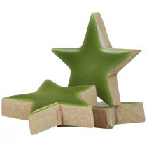 daiktų Medinės žvaigždės kalėdinės dekoracijos išmėtytos dekoracijos blizgios šviesiai žalios Ø5cm 8vnt