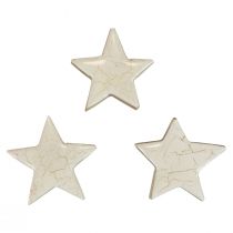 daiktų Medinės žvaigždės dekoratyvinės žvaigždės balto aukso traškėjimas medis Ø5cm 8vnt