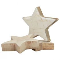 daiktų Medinės žvaigždės dekoratyvinės žvaigždės balto aukso traškėjimas medis Ø5cm 8vnt