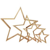 Medinės žvaigždės medinės dekoracijos medinės dekoratyvinės žvaigždės 16,5-46,5cm rinkinys iš 4 vnt