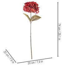 daiktų Dirbtinės hortenzijos žydinti šakelė, dideli žiedai, 74 cm