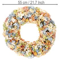 daiktų Dirbtinis hortenzijų vainikas, spalvingas, durims ir sienai, 55 cm
