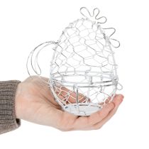 daiktų Vištienos formos vielinis krepšelis Velykiniams kiaušiniams. Žavus Velykų dekoracijų papildymas. 14 cm