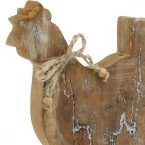 daiktų Medinė vištiena, pavasarinė puošmena, Velykinė figūra natūrali, baltai skalbta H26cm