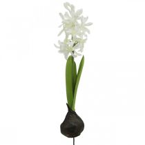 Dirbtinis hiacintas su svogūnėliu dirbtine gėle balta įklijuoti 29cm