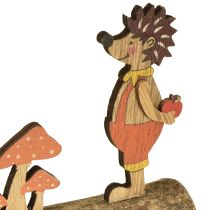 daiktų Ežiukas su grybais, rudens figūrėlė, medinis ežiukas, geltonas/oranžinis, aukštis 11 cm, 6 vnt. rinkinys