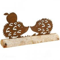 Rūdžių ežiukas deko beržo žievės metalo rudens puošmena 20×4cm H10,5cm