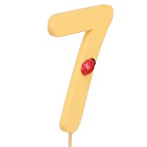 daiktų Jubiliejinis numeris &quot;7&quot; ant pagaliuko Spalvingi skaičių kištukai 7,5cm 16 vnt