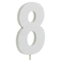 Jubiliejinis numeris &quot;8&quot; ant pagaliuko baltas L27cm 10vnt