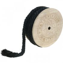 Džiuto virvelė juoda, dekoratyvinė virvelė, natūralus džiuto pluoštas, dekoratyvinė virvė Ø8mm 7m