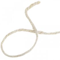Džiuto virvelė, deko virvelė, rankų darbo juostelė natūralios spalvos, balinta Ø4mm L100m