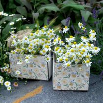 daiktų Dėžutės sodinimui, medinė puošmena, dekoratyvinė dėžutė su bitėmis, pavasarinė puošmena, skurdus prašmatnus L15/12cm H10cm 2 komplektas