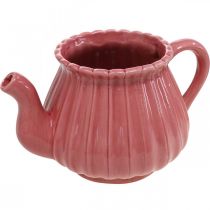 Dekoratyvinis arbatinukas keraminis augalų puodas rožinis, raudonas, baltas L19cm 3vnt