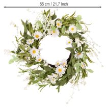 daiktų Dirbtinis ramunėlių vainikas, natūralios išvaizdos ir patvarus, durų ir sienų dekoravimui, 55 cm