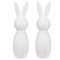 daiktų Paprasta triušio figūrėlė kaip dekoratyvinis elementas šiuolaikinėms pavasarinėms kompozicijoms, 22 cm, 2 dalys