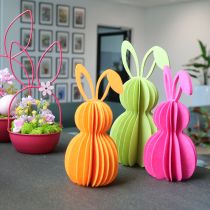 daiktų Dekoratyvinė veltinio triušio figūrėlė pavasario dekoracijai, 20 cm, 4 dalys