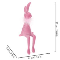 daiktų Velykų zuikučio figūrėlė su plunksnų boa, lentynos padėklas, dekoratyvinė Velykų figūrėlė, 27 cm, 2 dalys