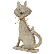 Medinė katės figūrėlė, balta 37cm