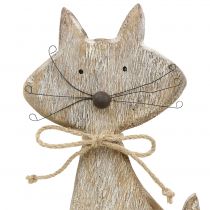 Medinė katės figūrėlė, balta 37cm
