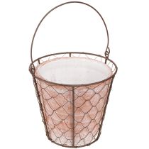 daiktų Keraminio gėlių vazono krepšelio rankena metalinė ruda Ø18cm