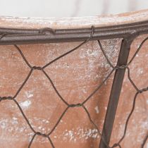 daiktų Keraminis gėlių vazonas-krepšelis su metaline rankena, rudas, Ø18 cm