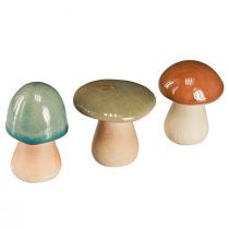 daiktų Keraminių grybų puošmena ruda žalia mėlyna rudens puošmena H6-7,5cm 3 vnt