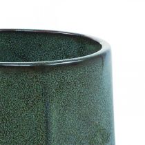daiktų Keraminė vaza gėlių vaza žalia šešiakampė Ø14,5cm H21,5cm