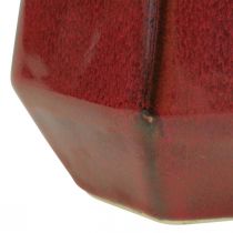 daiktų Keraminė vaza gėlių vaza Raudona šešiakampė Ø14,5cm H21,5cm