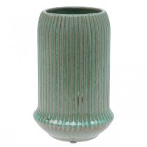 daiktų Keraminė vaza su grioveliais Keraminė vaza šviesiai žalia Ø13cm H20cm
