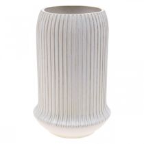 Keraminė vaza su grioveliais Balta keraminė vaza Ø13cm H20cm