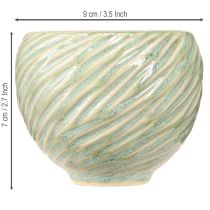 daiktų Keraminiai žalios spalvos spiralės dubenys Ø9cm H7cm 4vnt