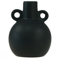 daiktų Keraminė vaza mini vaza juoda rankena keraminė Ø8,5cm H12cm