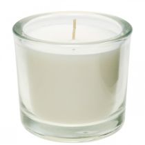 Žvakė stiklinėje Žvakių indelis vaško žvakė balta Ø9cm H8cm