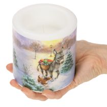 daiktų Žvakė su asilu ir šunimi, žiemos peizažas, 10 cm