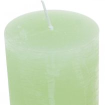 daiktų Stulpinės žvakės vienspalviai žalios spalvos​​​​​​​ 60×100mm 4 vnt
