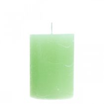 Stulpinės žvakės šviesiai žalios spalvos 70×100mm 4vnt