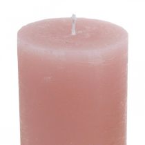 Stulpinės žvakės dažytos rožine spalva 70×100mm 4vnt
