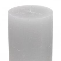 daiktų Stulpinės žvakės dažytos šviesiai pilkai 70×100mm 4vnt