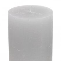 daiktų Stulpinės žvakės vienspalvės šviesiai pilkos 70×100mm 4vnt