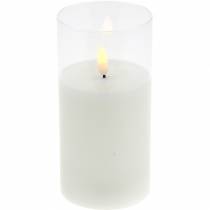daiktų LED žvakė stiklinėje tikro vaško baltumo Ø7,5cm H10cm