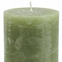 daiktų Vienspalvės žvakės alyvuogių žalios stulpinės žvakės 85×120mm 2vnt