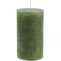 Vienspalvės žvakės alyvuogių žalios stulpinės žvakės 85×150mm 2vnt