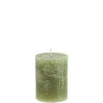 daiktų Vienspalvės žvakės alyvuogių žalios stulpinės žvakės 60×80mm 4vnt