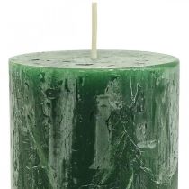 daiktų Vienspalvės žvakės Tamsiai žalios stulpinės žvakės 70×140mm 4vnt