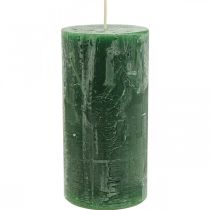 Vienspalvės žvakės Tamsiai žalios stulpinės žvakės 70×140mm 4vnt