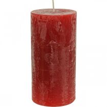 Spalvotos žvakės Raudona Rustic savaime užgęsta 70×140mm 4vnt