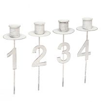 daiktų Žvakidė Advent su spygliuku ir skaičiais balta H11cm 4 vnt