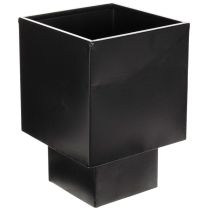 daiktų Juodas kubo formos vazonas su pagrindu, modernus, 22 cm
